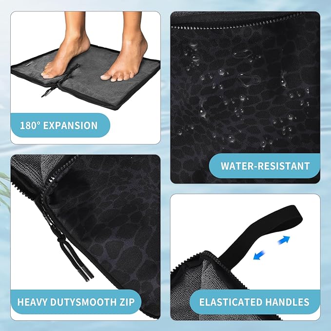 Wet Bag, Wet Dry Bag, Wet bag for swimsuit,Travel, Beach, Pool, Diapers, Dirty Yoga Gym Clothes, Waterproof Embedded Towel Wet Bag(Fleece)-Leakproof Wet Clothes Bag, Beach Travel Essentials