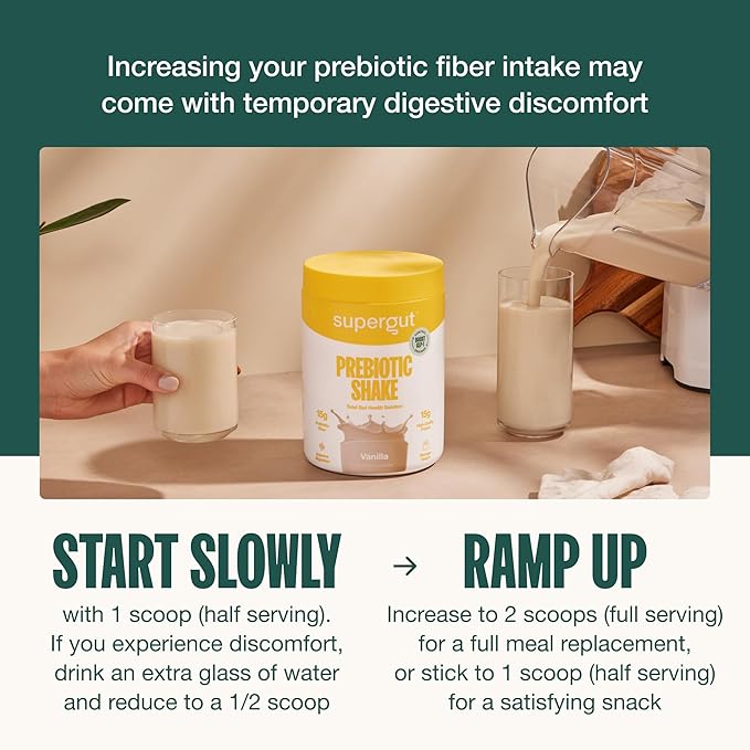 Supergut GLP-1 Boosting Prebiotic Shakes, Chocolate – Gut Healthy Meal Replacement with 15g Fiber, 15g Protein & 5g Net Carbs - Keto Friendly - 8 Servings