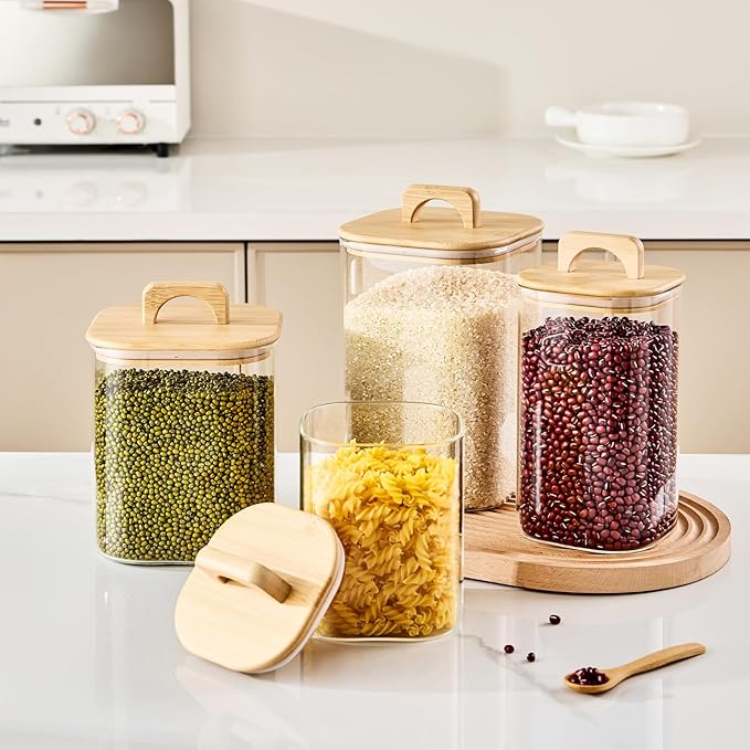 Sweejar 3 qt Glass Jars for Laundry Room Organization, 96 oz Laundry Pods Container, Glass Food Storage Jars with Airtight Lid, 1 Pack, Hand Lid