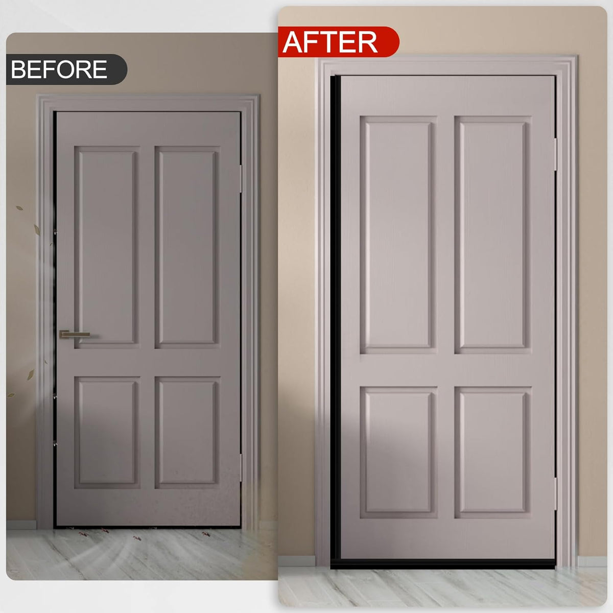 MYFAMIREA Door Weather Stripping 2IN (W) x 10FT (L) Door Draft Stopper Seal Tape Silicone Seal Strip Self Adhesive Shower Sweep Insulation Tape Side Bottom Strip for Sliding Glass Window Gap, Black