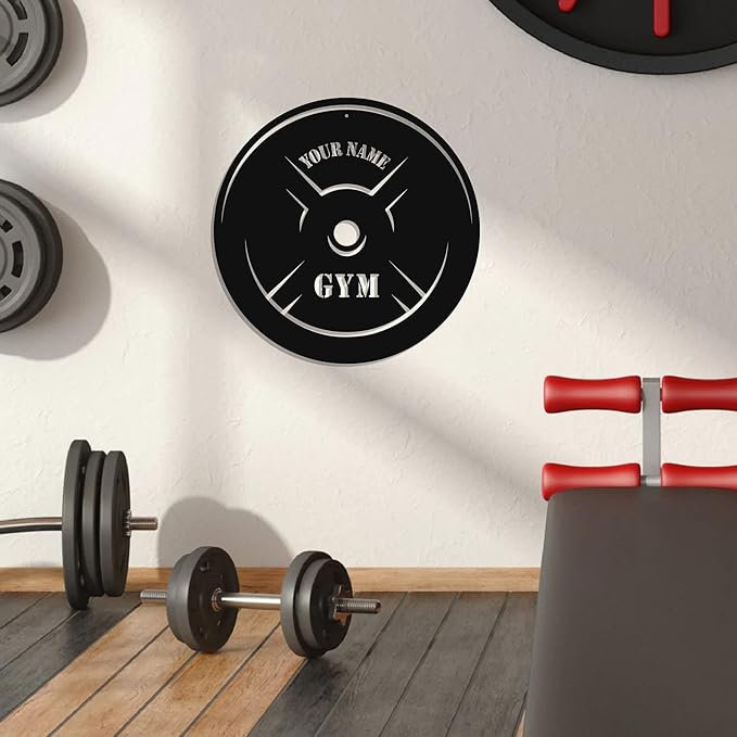 Personalized Home Gym LED Tin Metal Sign Multiple Sizes, Gym Sign Wall Decor, Exercise Workout Room Decor Fitness Center, Motivational Inspirational Hanging Wall Art Wall Plaque (05 w/o lights)