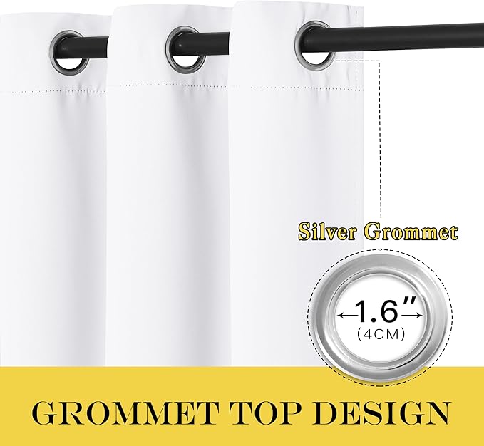 NICETOWN White Room Darkening Curtain 84 inches Long