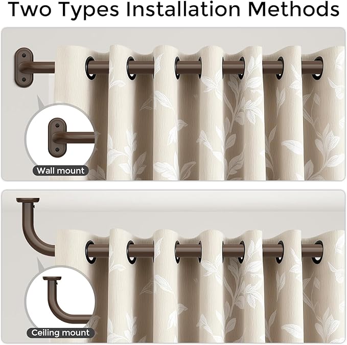 2 Pack Curtain Rods 36-88 Inch, Bronze Wrap Around Blackout Curtain Rods