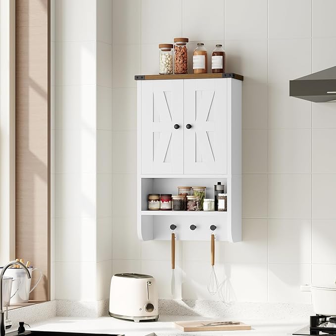 MAHANCRIS Bathroom Wall Cabinet, Farmhouse Medicine Cabinet