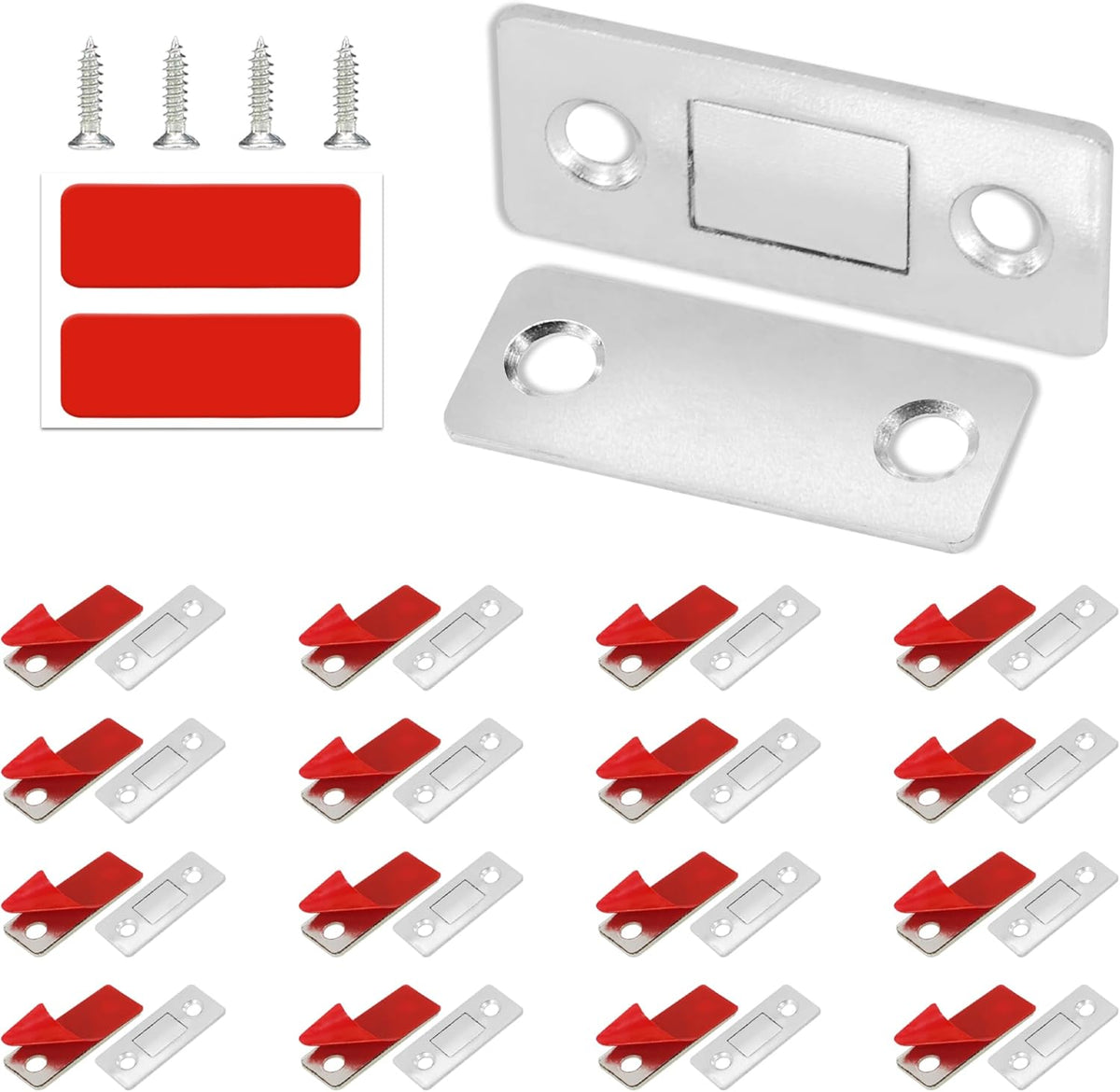 Cabinet Magnetic Catch, 20 Pack Ultra Thin Magnetic Cabinet Door Catch, Adhesive Cabinet Magnets for Kitchen Drawer Cabinet Door Closet, Concealed Strong Magnetic Cabinet Latch