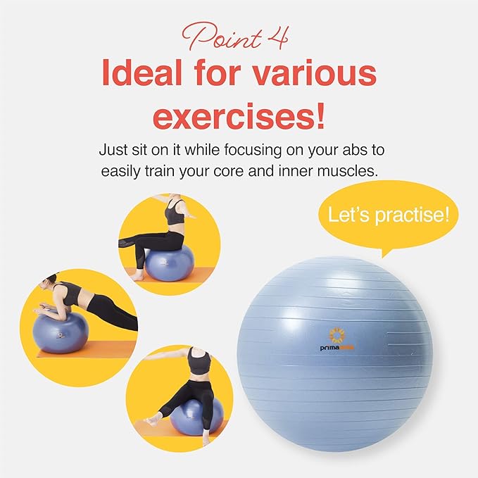 Exercise Ball for Balance Stability Fitness Workout Yoga Pilates at Home Office & Gym Birthing Ball for Pregnancy, Office Ball Chair