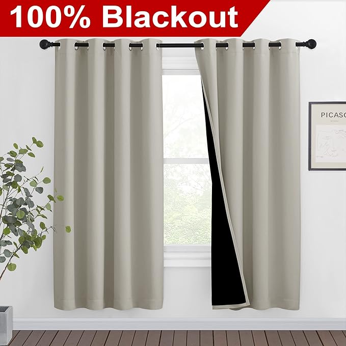NICETOWN 100% Blackout Window Curtain Panels, Full Light Blocking Drapes