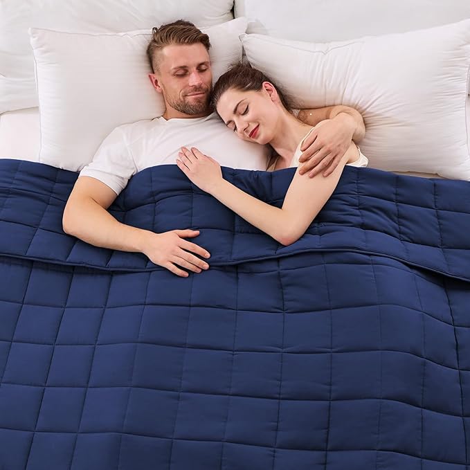 yescool Weighted Blanket for Adults (20 lbs, 88” x 104”, Blue) Cooling Heavy Blanket for Sleeping Perfect for 190-210 lbs, Queen Size Breathable Blanket with Premium Glass Bead, Machine Washable
