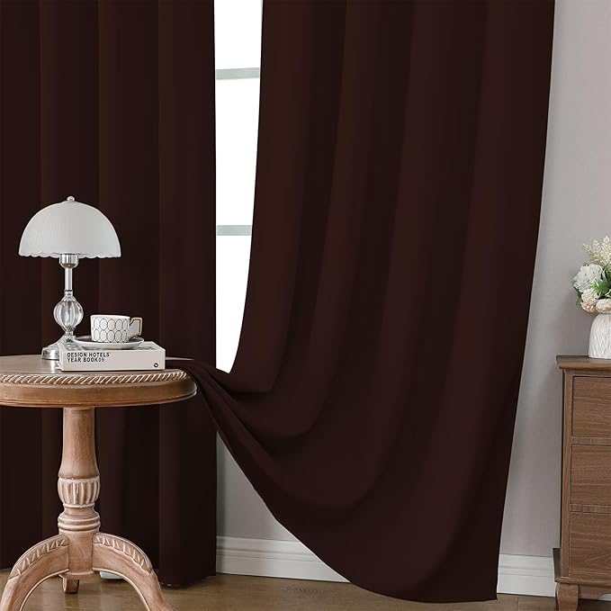 CUCRAF Blackout Curtains 45 inch Length 2 Panels Set, Rod Pocket Room Darkening