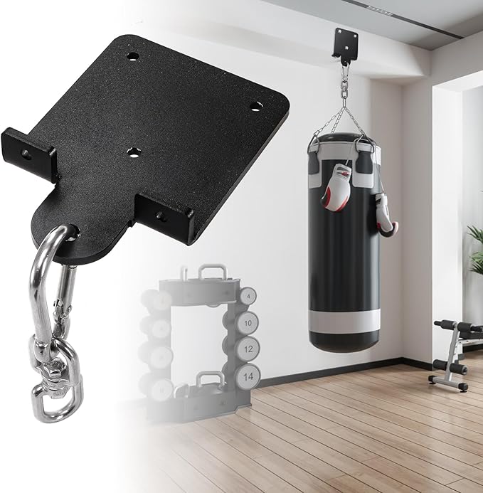 WUWEOT Heavy Bag Hanger, Sturdy Punching Boxing Bag Holder, 360° Rotation Wood Beam Hook Bracket Ceiling Mount for Boxing Muay Thai Training,Aerial Yoga Swing & Hammock