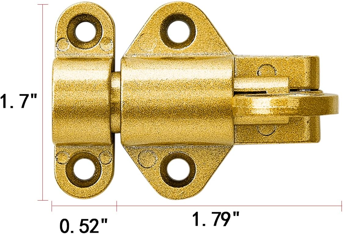3 Packs Self-Closing Latches，Gold Spring Door Lock，Resilient Bolt Latch Aluminum Alloy Safety Automatic Spring Barrel Slide Door Lock with Screws,Used for Gate,Window and Cabinet etc