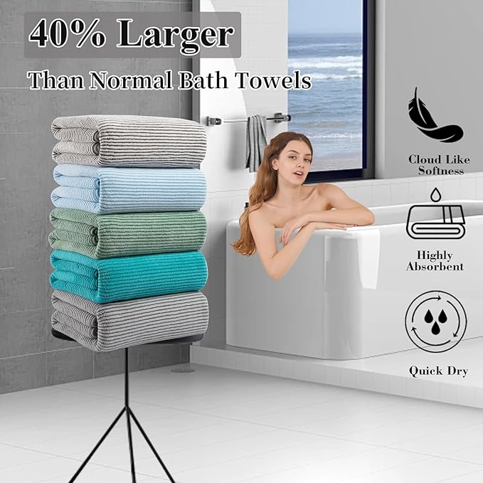 4 Piece Bath Towel Set 35"x70"Oversized Bath Towel for Bathroom Ultra Soft Fluffy Extra Large Bath Sheet Luxury Premium Bathroom Towel Highly Absorbent Quick Dry Shower Towel for Hotel Spa,Turquoise
