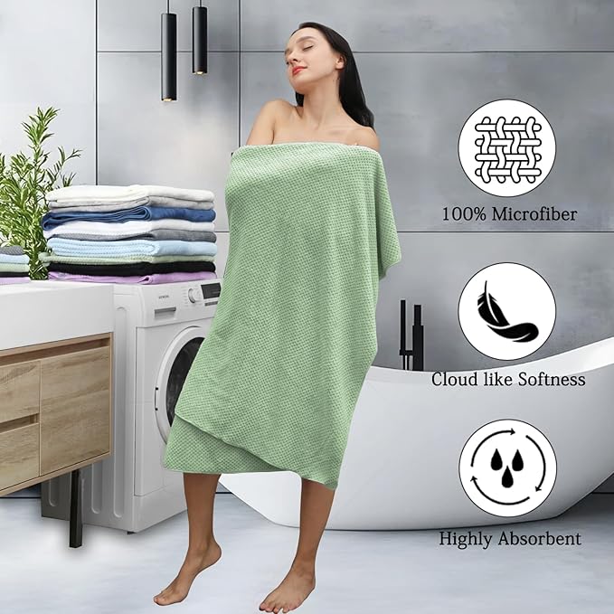 Extra Large Bath Towels Set 35x70 Inches - Green Luxury 600 GSM Oversized Bath Sheet Towel,Ultra Soft Microfiber - Quick Dry,Highly Absorbent Shower Towels Spa Hotel Bathroom Towel Set (4-Pack)