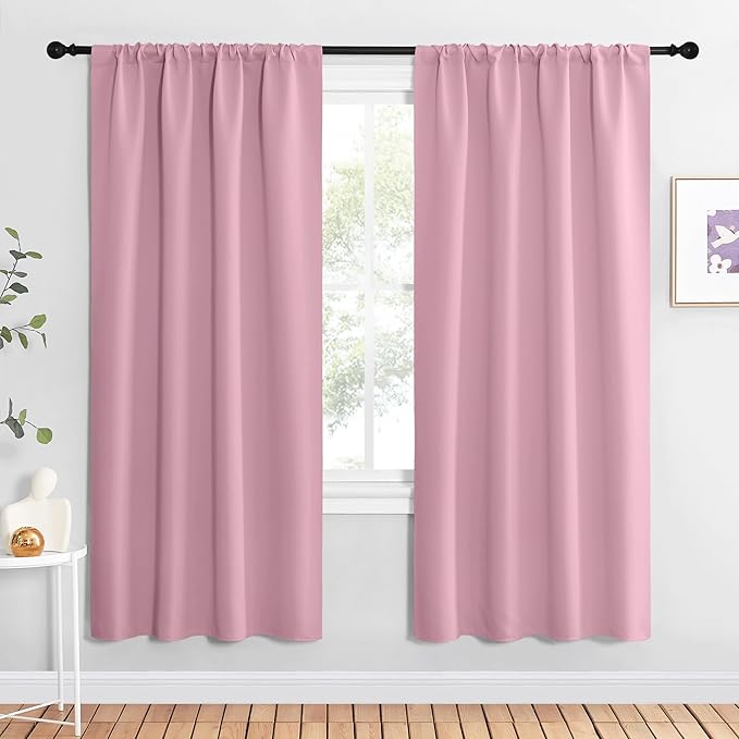 NICETOWN Blackout Curtains for Living Curtains, Rouge Pink, 2 Panels, 42 by 72
