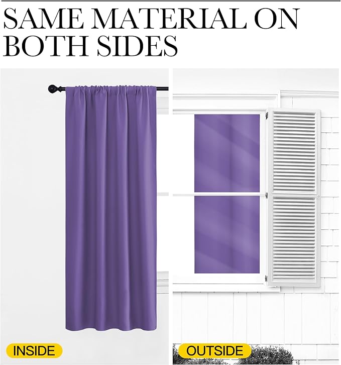 NICETOWN Bedroom Window Curtain Panels, Lilac Purple, 2 Panels, 62 in x 72 in