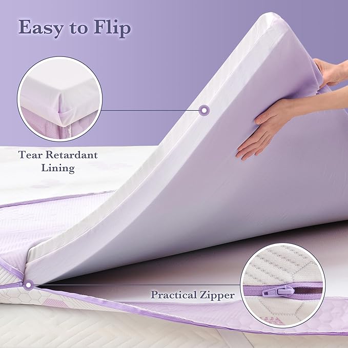 SINWEEK 3 Inch Memory Foam Mattress Topper Full Size, Soft and Medium Mattress Pad for Back Pain Relief, High Density Foam Bed Topper with Textured Cover, CertiPUR-US Certified