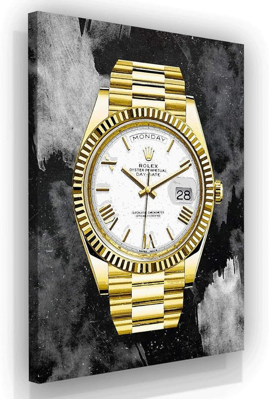 SuccessHunters Luxury Gold Watch Canvas Print Office Wall Decoration Home Decor Modern Art Prints Inspiration Motivation Inspire Entrepreneur Quote Inspirational Motivational House Decal (24" x 18")