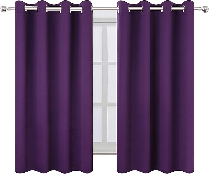 LEMOMO Purple Thermal Blackout Curtains/52 x 54 Inch/Set of 2 Panels Room