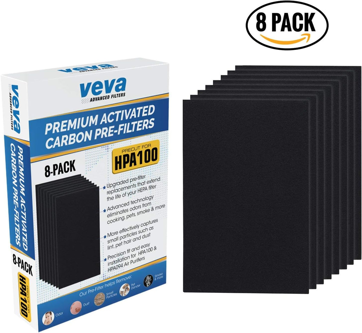 HPA100 Pre-Filters Replacement for Honeywell Air Purifier - 8 Pack - HRF-A100 Filter A Compatible w/ HPA100, 104, 105, 090, 094