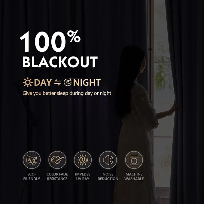 FMFUNCTEX 100% Blackout Curtains