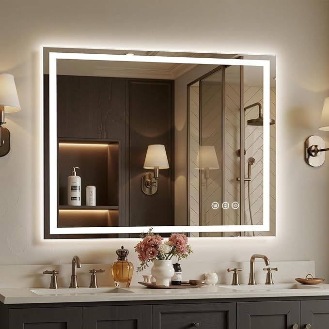 48X36 LED Bathroom Mirror with Lights, Backlit + Front Lit, Lighted Bathroom