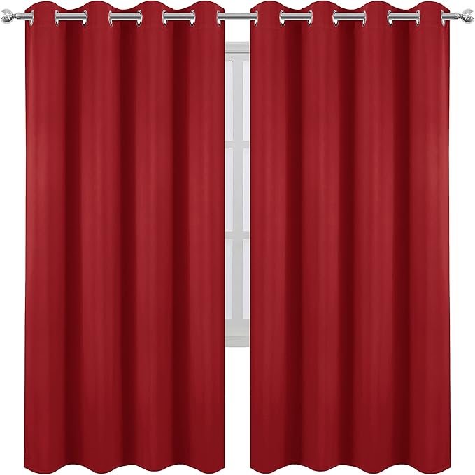 LEMOMO Red Blackout Curtains/52 x 72 Inch/Set of 2 Panels Room Darkening