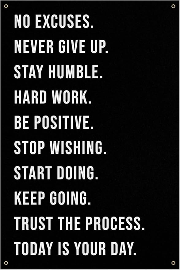 Multiple Quotes Banner - Home Gym Decor - Large Motivational Quote Wall Art - Weightlifting Fitness Weightloss (60 x 36 Inches)