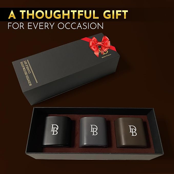 Candle Gift Set – 3 Scented Soy Candles, Clean Burn 50+ Hrs – Flower-Inspired Scents: Amber, Red Tea Wood, Champagne – Bulk Set for Women Giftset, 9.8oz Each, Gift Idea for Women, Home Decor, Birthday