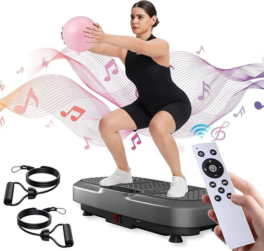 UCIN Vibration Plate Exercise Machine, Vibration Plate for Lymphatic Drainage, 330 Lbs Capacity Vibrating Plate for Weight Loss Home Fitness with Resistance Bands/Pilates Ball