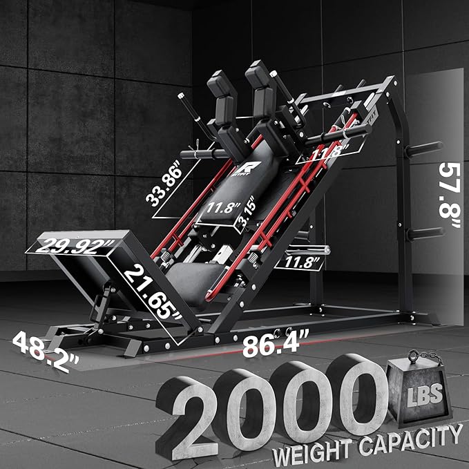 RitFit Gazelle Pro 3 in 1 Leg Press and Hack Squat Machine - High-Tensile Steel Leg Press Machine, 2000 lbs Capacity, Adjustable Angles, Hack Squat Machine with Weight Storage