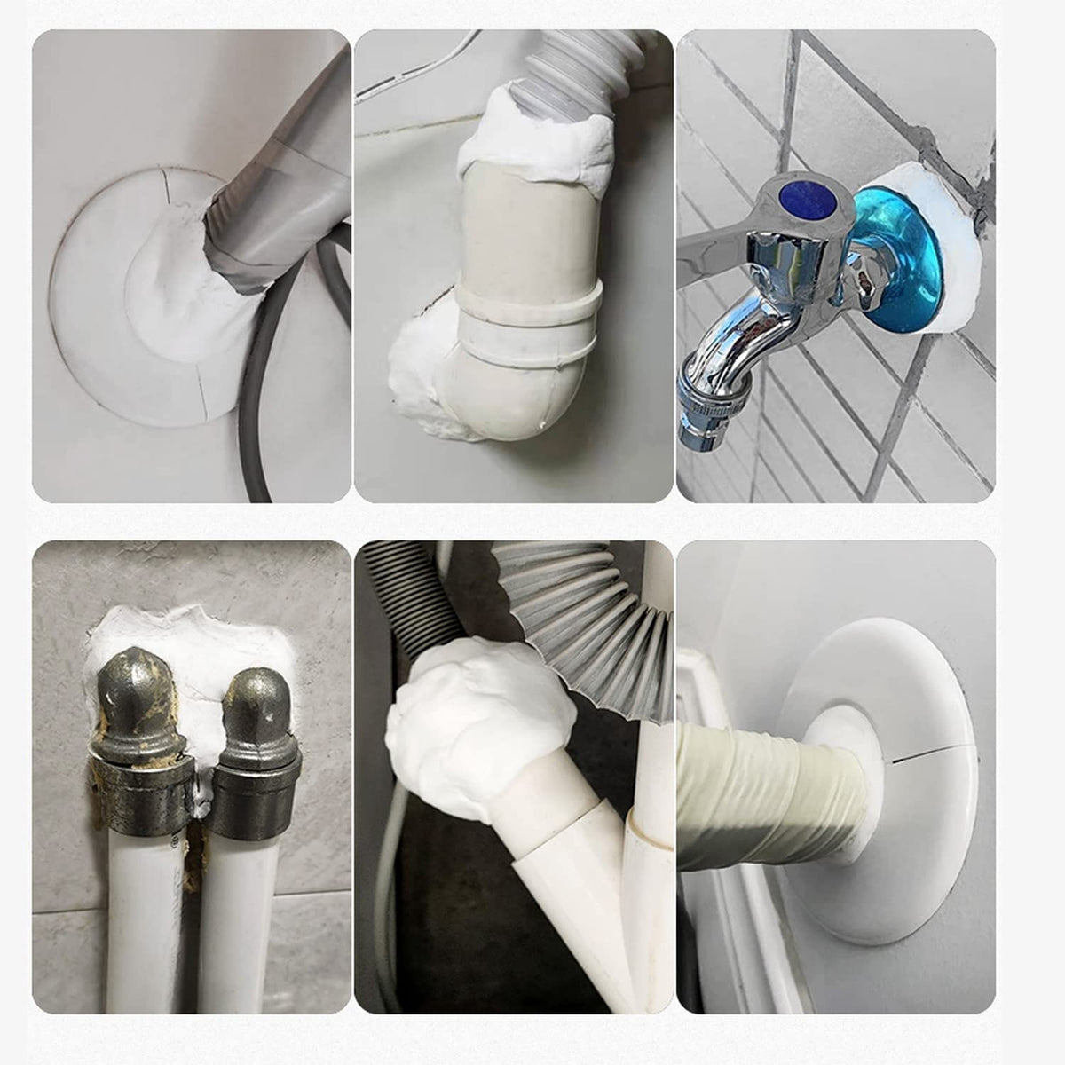Waterproof Duct Seal Repair Sealing Clay 8 Pack White Moldable Silicone Putty, Quick Mending Mud for Pipe Connection, Wall Hole, Air Conditioning Holes (8)
