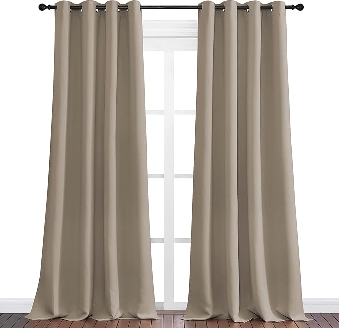 NICETOWN Taupe Blackout Curtains 120" Long
