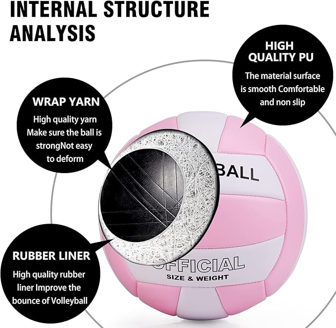 EVZOM Super Soft Volleyball Beach Volleyball Official Size 5 for Outdoor/Indoor/Pool/Gym/Training Premium Volleyballs Equipment Durability Stability Sports Ball