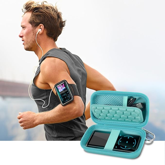 MP3 & MP4 Player Case for SOULCKER/G.G.Martinsen/Grtdhx/iPod Nano/Sandisk Music Player/Sony NW-A45 and Other Music Players with Bluetooth. Fit for Earbuds, USB Cable, Memory Card - Green