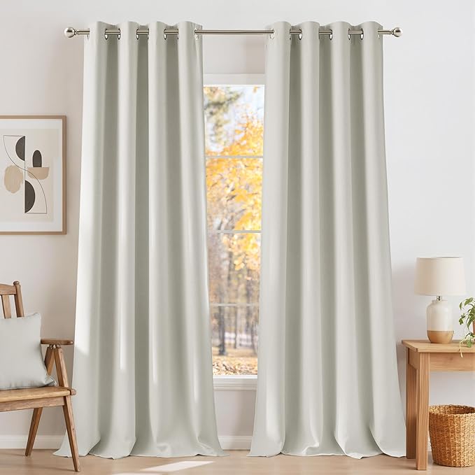 NICETOWN Natural Room Darkening Curtains 84 inches Long