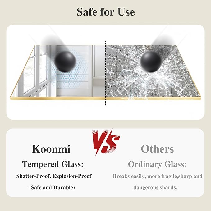 Koonmi Gold Mirrors for Wall, 30x48 Inch Bathroom Mirror, Rectangular Wall