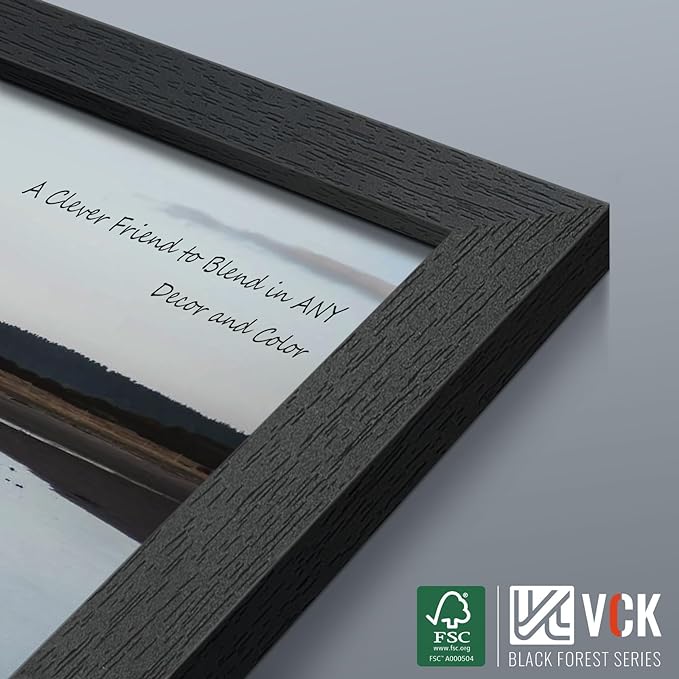 VCK 14x24 Poster Frame Set of 4 - Black, Gallery-Quality Wood Picture Frames, 1.1-Inch Wide Border, Polished Plexiglass, Vertical or Horizontal Wall Display for Photo/Art/Prints, Black