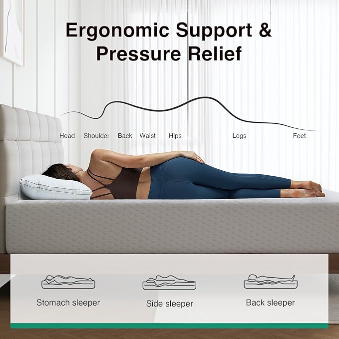 Novilla 14 Inch Queen Size Mattress, Queen Memory Foam Mattress in a Box with Cooling Wave-Cut & High-Density Support Foam for Contour Support & Motion Isolation, Medium Firm with Edge Support