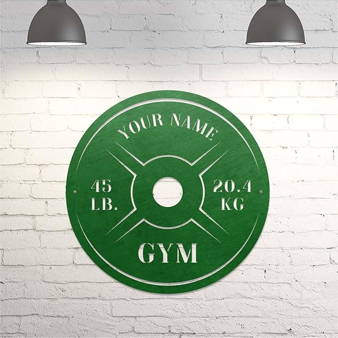 Personalized Home Gym LED Tin Metal Sign Multiple Sizes, Weight Lifting Exercise Workout Room Training Fitness Center Motivational Inspirational Quotes Decor Wall Art Hanging Accessories (08 w/o LED)