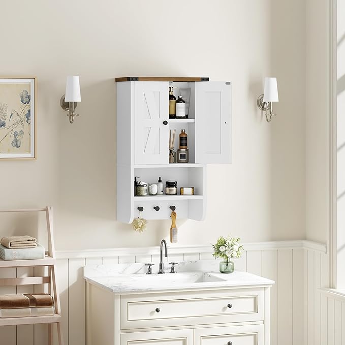 MAHANCRIS Bathroom Wall Cabinet, Farmhouse Medicine Cabinet