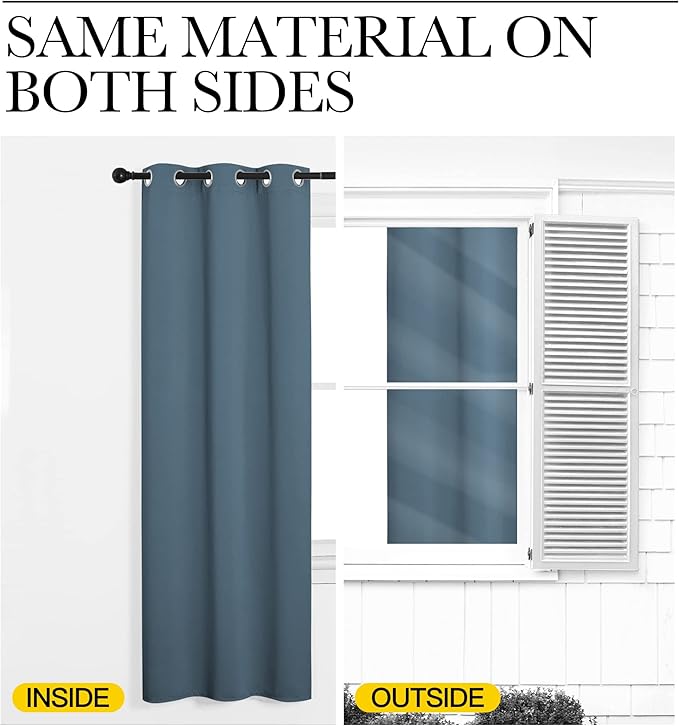 NICETOWN Smoky Blue Blackout Curtains 68 inches Length