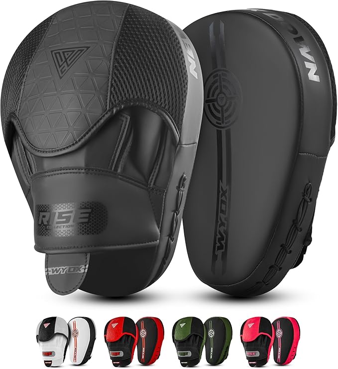 WYOX Curved Boxing Punch Mitts – Boxing Pads Training Set, Punching Mitts for Adults, Kickboxing Pads, Muay Thai Pads, Karate Pads, MMA Training Equipment, Martial Arts Focus Pads