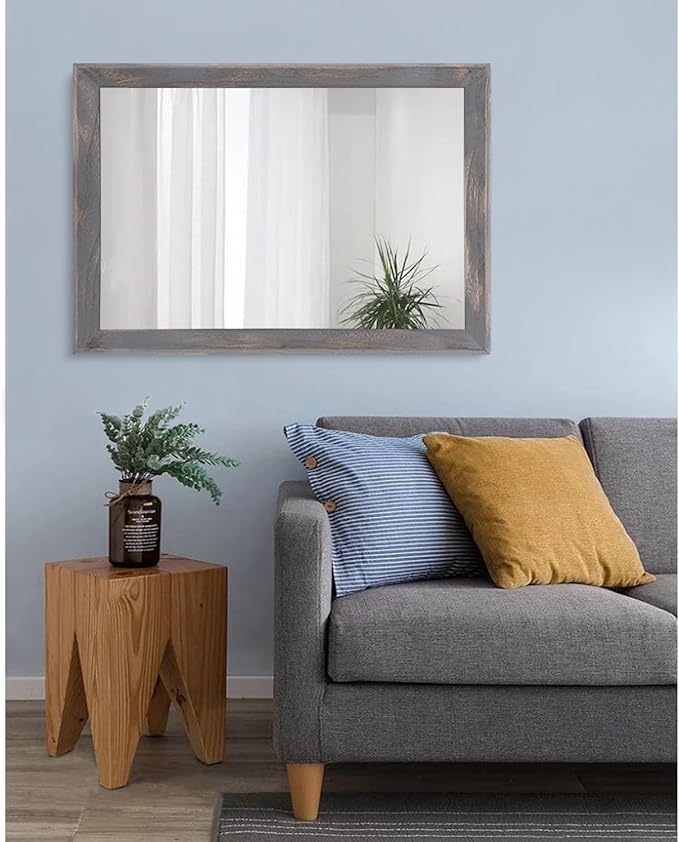 AAZZKANG Wooden Mirror Rectangle Rustic Mirrors