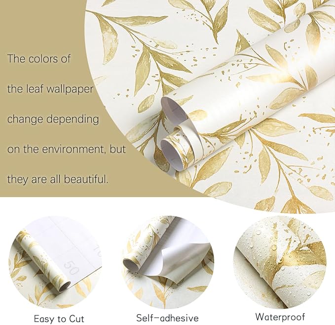 Livebor Leaf Peel and Stick Wallpaper Olive Leaf Contact Paper 17.7in x 393.7in