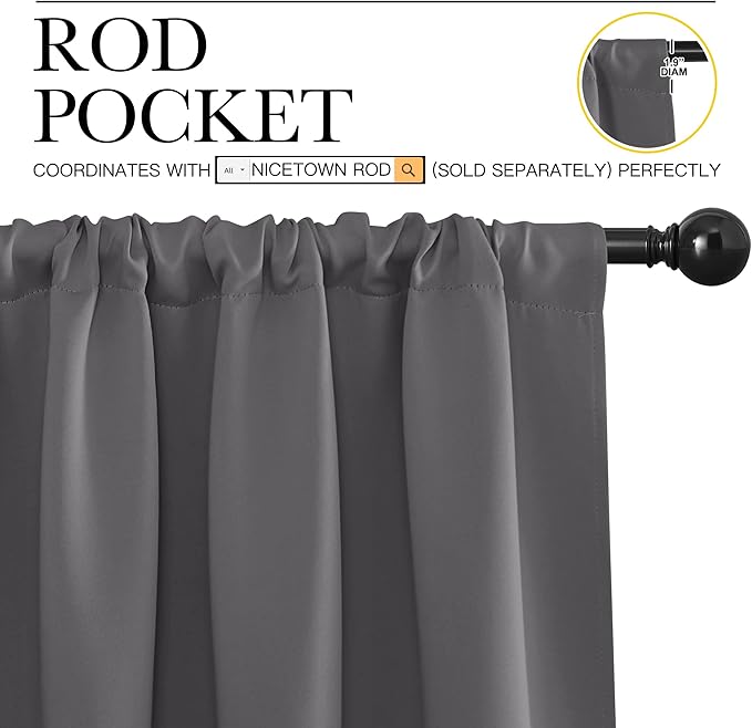 NICETOWN RV Bunk Curtains, Thermal Insulated Rod Pocket Blackout Blinds & Drapes