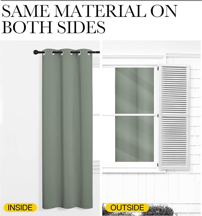 NICETOWN Greyish Green Nursery Essential Thermal Insulated Solid Grommet Top