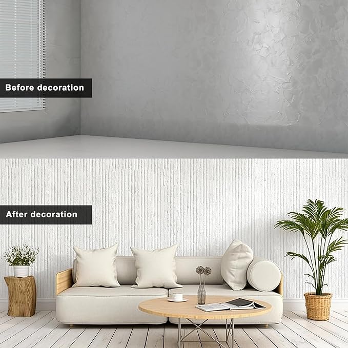 3D Wall Panels Peel and Stick – 2pc X 23.82"x110" PVC Faux Travertine Texture
