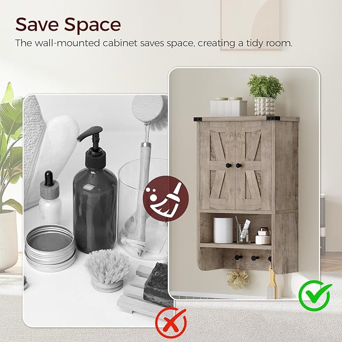MAHANCRIS Bathroom Wall Cabinet, Farmhouse Medicine Cabinet