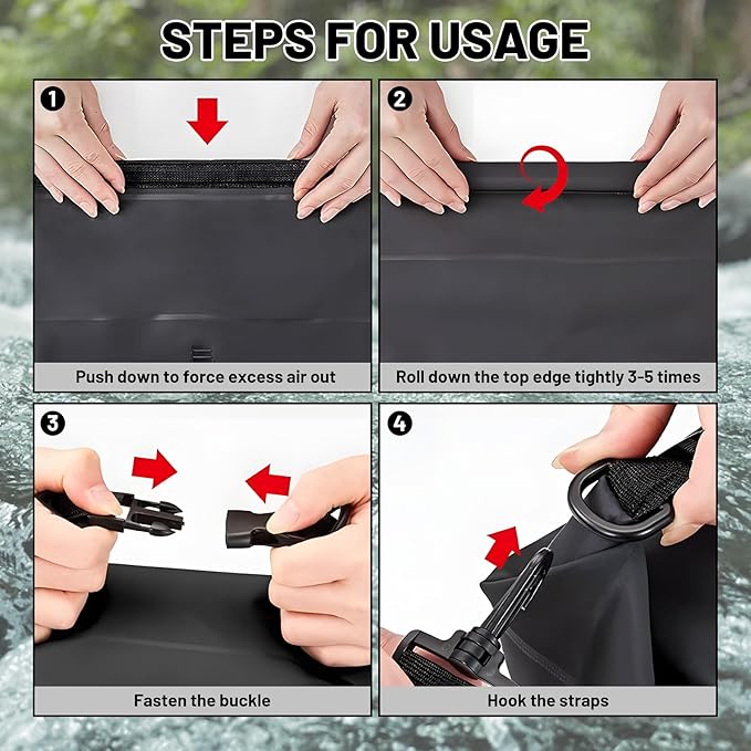 Waterproof Dry Bag,Roll Top Black Small Waterproof Backpack 2L/5L/10L/20L/30L/40L Floating Lightweight Bags for Kayaking, Boating, Fishing, Swimming Camping with Waterproof Phone Case