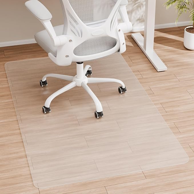 Crystal Clear Chair Mat for Hardwood Floor, 48” x 36” Office Chair Mat for Hard Floors, 1/8” Thick Office Mat for Rolling Chairs